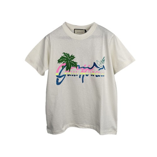 Gucci 古驰 夏威夷印花圆领短袖女士T恤