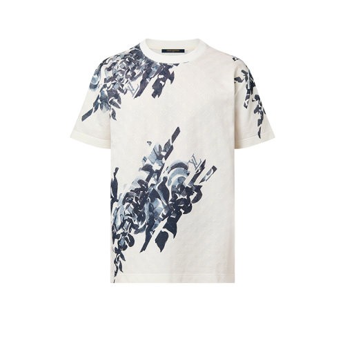 【包税】预订款1个月 Louis Vuitton路易威登 23新款 男士白色纯棉花卉图案短袖T恤1AFAYC