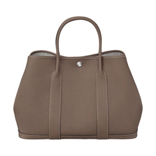 HERMES/爱马仕 GArden Party 36 小牛皮 手提包 银扣 女包 H051559CK18