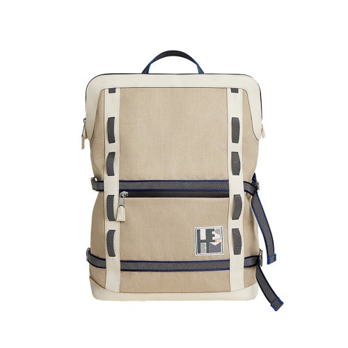 【包税】HERMES/爱马仕24新款 男士米白混色帆布制越野防水双肩包H0009077-00