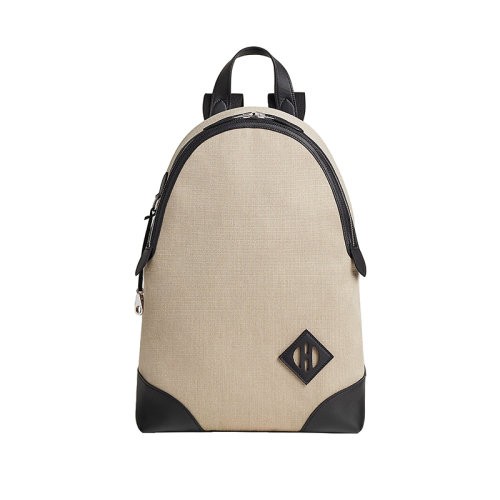 【包税】HERMES/爱马仕24新款 男士米黑混色帆布制H标志双肩背包H083582CKAA